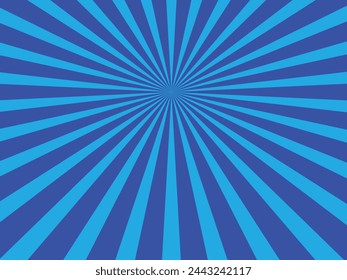 Starburst abstract blue Sun rays background, Radial Summer  retro sun rays Banner. Vector Illustration