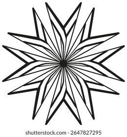 Starburst abstract pattern. Radial spiky lines. Geometric bloom illustration. Vector unique design.