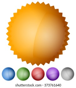 Starburst, badge design elements with empty space in 6 colors