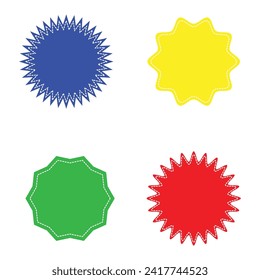 Starburst badge shape burst wave star, price label sticker . Vector Illustration .