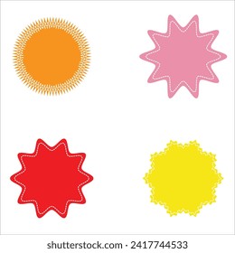 Starburst badge shape burst wave star, price label sticker . Vector Illustration .