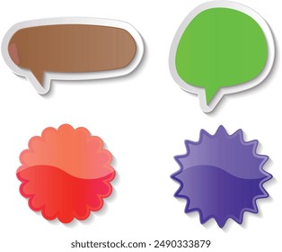 Starburst colorful sticker set. Starburst speech bubbles. Special offer sale tag, discount offer price label. Set of colorful and red advertising stickers, Starburst speech bubbles set, Bursting icon