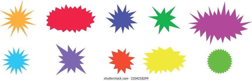 Starburst coloured speech bubbles collection. 