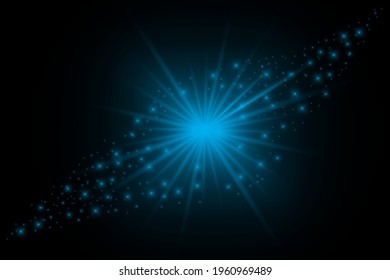 Starburst dark sky, great design for any purposes. Shine gradient glitter, bright flare. Vector illustration. Stock image. EPS 10.