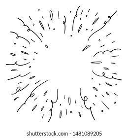 Starburst doodle, hand drawn sun burst sketch explosion