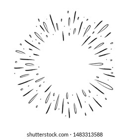 Starburst doodle, hand drawn sun burst sketch explosion