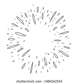 Starburst doodle, hand drawn sun burst sketch explosion