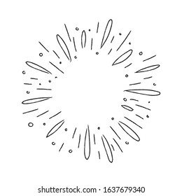 Starburst doodle, sun burst sunshine. Radiating from the center of thin beams. 