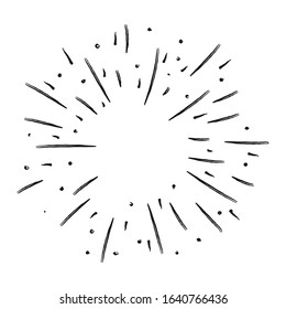 Starburst doodle, sun burst sunshine. Radiating from the center of thin beams. 