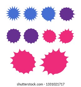 Starburst explosion comic shapes. Speech boom bubble 