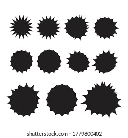 Starburst explosion comic shapes. Speech boom bubble