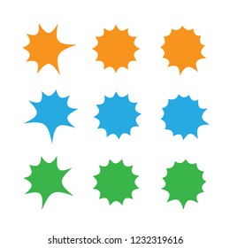 Starburst explosion comic shapes vector. Speech boom bubbles