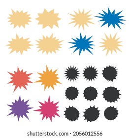 Starburst explosion comic shapes vector. Speech boom bubbles