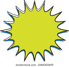 Forma de explosión estelar con relleno amarillo y sombra azul para Elementos de diseño dinámicos