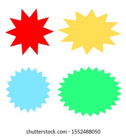 starburst explosion speech bubbles icon with different shape and color isolated on white background. vector illustration