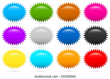 Starburst, flash shapes in 12 colors