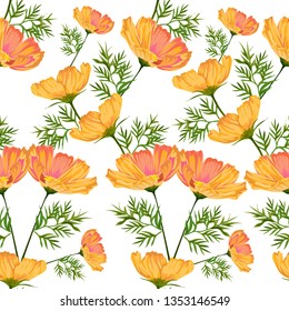 Starburst flowers seamless pattern-vector