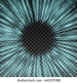 Starburst frame with light effect on transparent background. Vector illustration