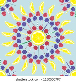 Starburst fruit mandala seamless repeat