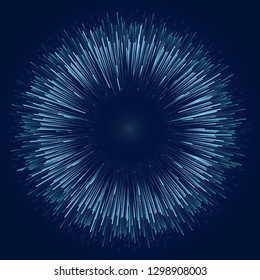 Starburst Futuristic Circle design, Future tech background. Geometric centric Motion pattern. Space Technology Digital concept, Abstract rays, Dynamic lines. Hyperspace Wide size Banner. vector