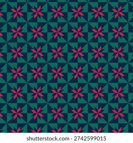 Starburst Geometric Pattern Wallpaper – Red, Green and Blue Tessellation Design