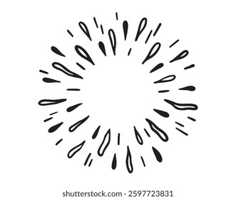starburst hand drawn doodle black round element. starburst circle. Vector illustration