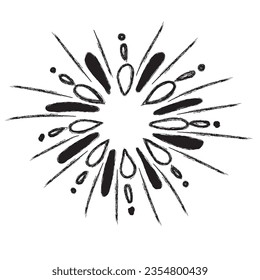 Starburst hand drawn, sunburst, firework, explosion set. doodle design element. vector illustration.