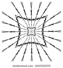 Starburst icon pattern. Radiant burst symbol. Bold black vector. Dynamic shape illustration.