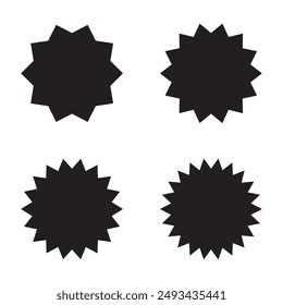 Starburst icon set. black starburst icon isolated on white background.