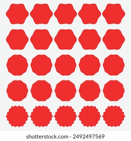 Starburst icon. Set of Starburst icon, vector, Sunburst badge, silhouette. Zig zag edge circle design. Set of price tag, label, sales sticker. Eps 10.