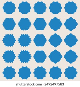 Starburst icon. Set of Starburst icon, vector, Sunburst badge, silhouette. Zig zag edge circle design. Set of price tag, label, sales sticker. Eps 10.