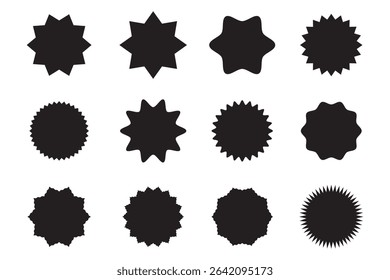 starburst icon, sunburst badge icon, Simple style vintage labels, stickers. Collection star label. Different of starburst icon set.