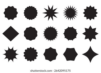 starburst icon, sunburst badge icon, Simple style vintage labels, stickers. Collection star label. Different of starburst icon set.