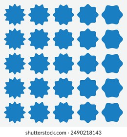 Icône de début  jeu de Images vectorielles. Ensemble d'icônes Starburst, Image vectorielle , badge Sunburst, silhouette. Zig zag design de cercle d'arête. ensemble de taches noires. Ensemble d'étiquettes de prix, d'étiquettes, d'étiquettes de vente. Eps10.
