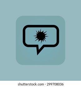 Starburst image in chat bubble, in square, on pale blue background