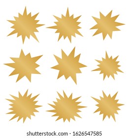 Starburst isolated icons set. Starburst explosion comic shapes. Speech boom bubble