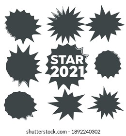 Starburst isolated icons set. Starburst explosion comic shapes. Speech boom bubble  