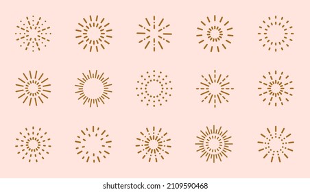 Starburst Line Art Icon. Vector Logo Spark Sunburst. Outline Sunburst And Starburst, Editable Stroke