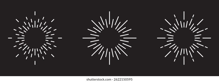 Starburst line art icon. Vector logo spark sunburst. Outline sunburst and starburst, editable stroke 