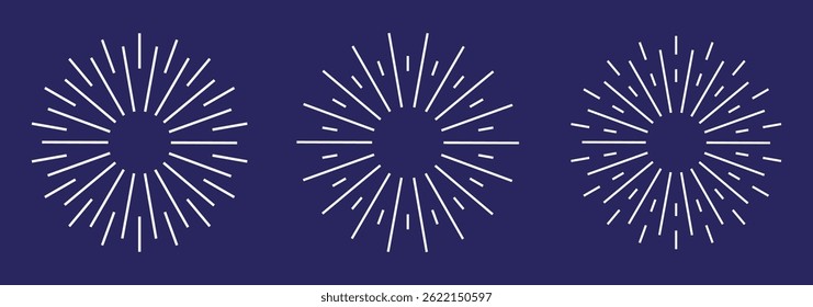 Starburst line art icon. Vector logo spark sunburst. Outline sunburst and starburst, editable stroke 