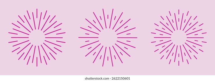 Starburst line art icon. Vector logo spark sunburst. Outline sunburst and starburst, editable stroke 