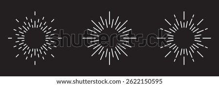 Starburst line art icon. Vector logo spark sunburst. Outline sunburst and starburst, editable stroke 