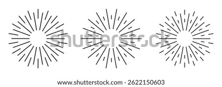 Starburst line art icon. Vector logo spark sunburst. Outline sunburst and starburst, editable stroke 