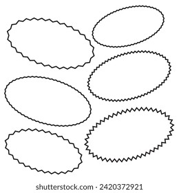Starburst line sticker - collection of special offer sale oval and round shaped sunburst labels and badges. Promo stickers with star edges. Vector.eps10