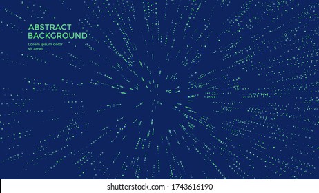 Starburst motion background with dotted pattern. Fast digital data transfer. Time travel and hyper jump in space minimal poster design.