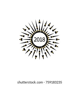 Starburst new 2018. Round banner, frame new year. Vector illustration