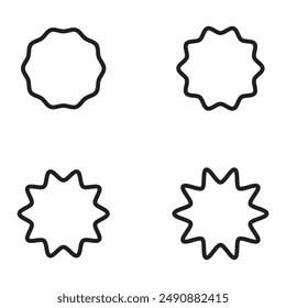 Starburst outline sign. For price sticker, price tag.