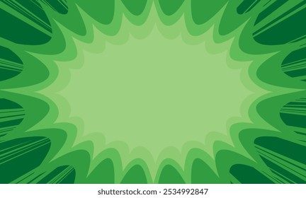 starburst panel in eco greens exploding marketing sales blast impact callout panel abstract background with background manga style rays