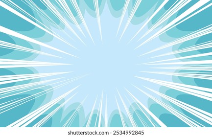 starburst panel in winter frost and ice exploding marketing sales blast impact panel abstract background with manga style rays overlay