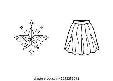 Starburst e saia plissada brilho